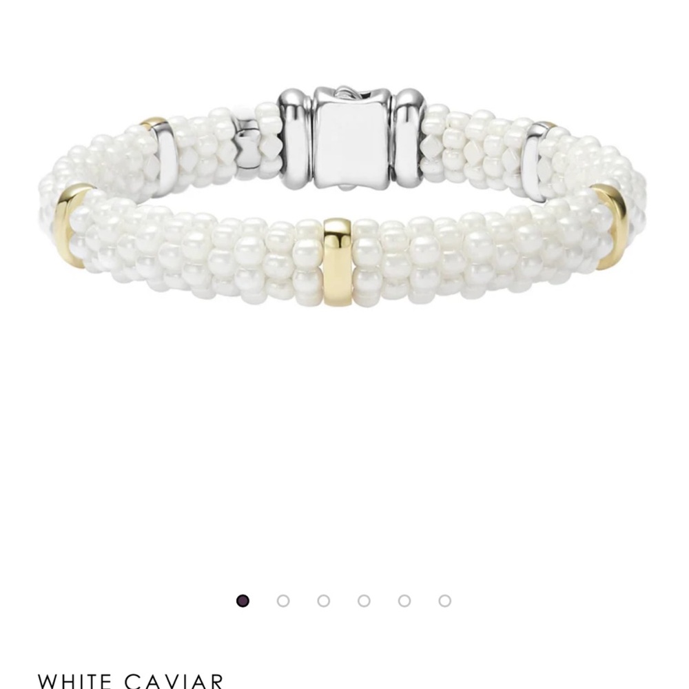 LAGOS ceramic White and Gold Beaded Bracelet, NWT